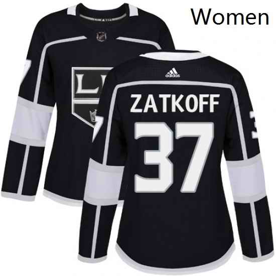 Womens Adidas Los Angeles Kings 37 Jeff Zatkoff Authentic Black Home NHL Jersey